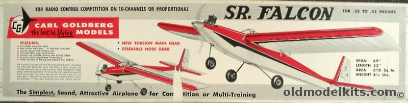 Carl Goldberg Models Sr. Falcon with Optional Foam Wings - 69 inch Wingspan .35-.45 Gas Engine RC Airplane, G16-1995 plastic model kit